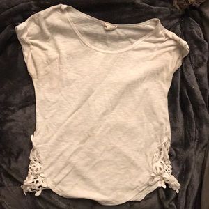 White LA Hearts T-Shirt with Lace Cut-Outs